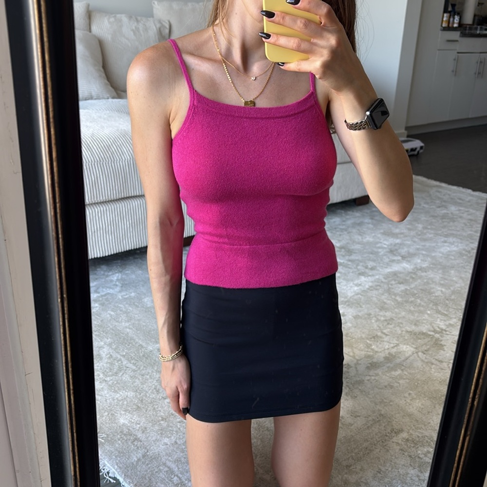 Women's Pink Sleeveless Top cashmere silk tank top